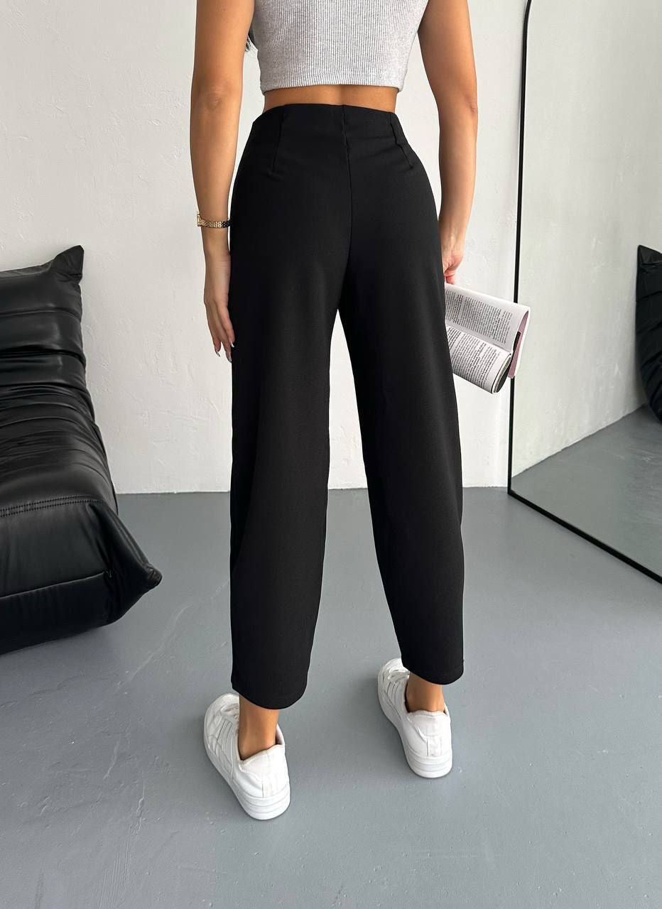 Classic High-Waisted Pleated Tailored Pants