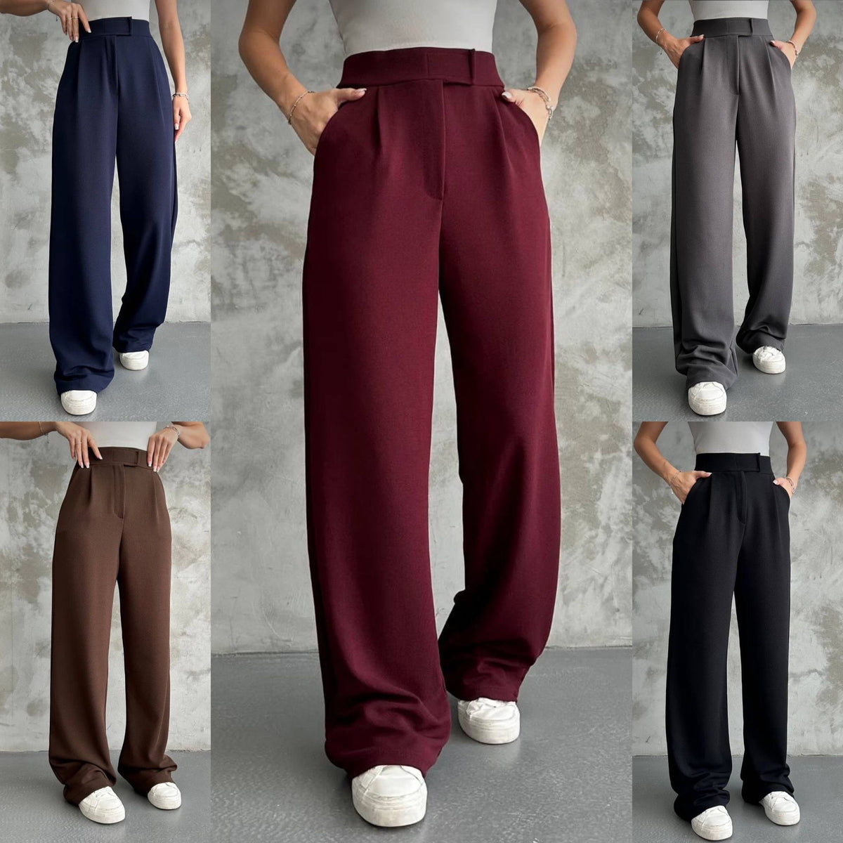 Relaxed High-Waist Wide-Leg Trousers