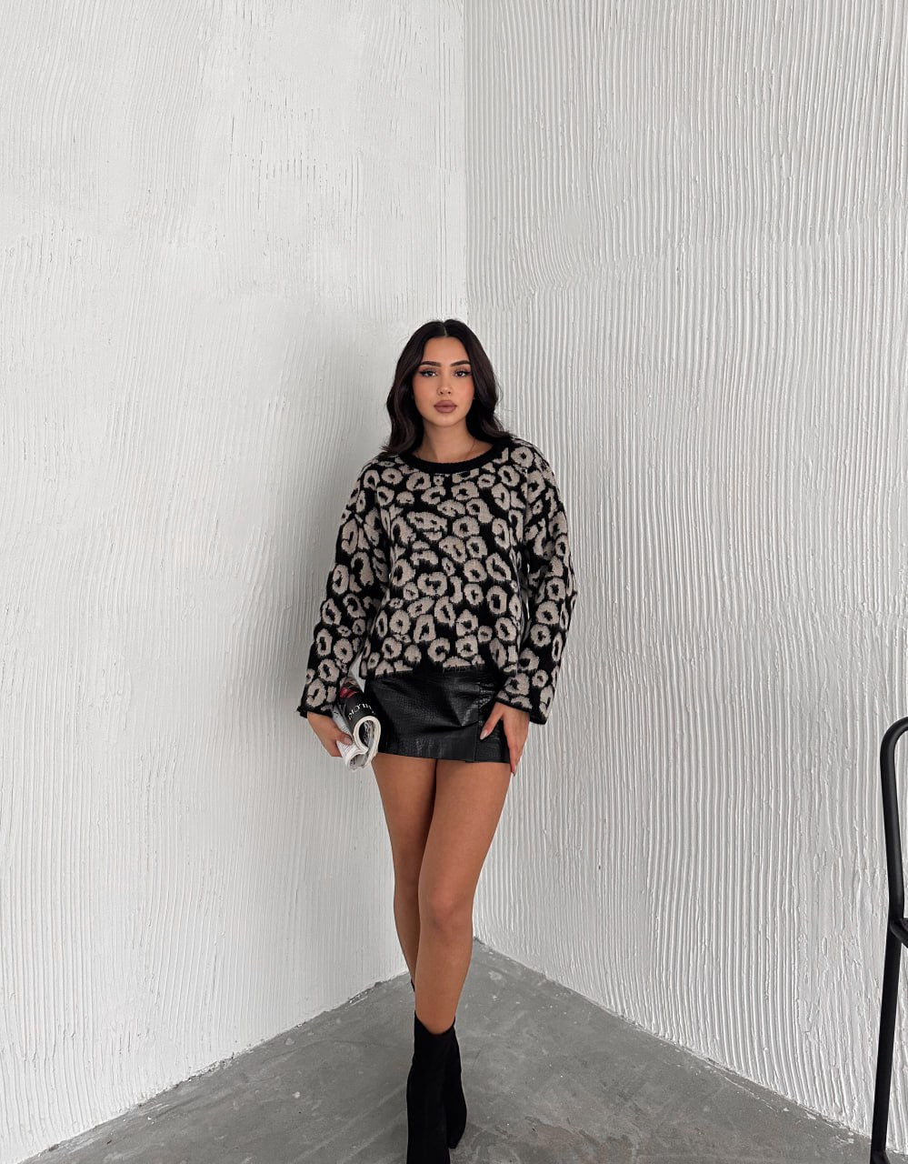 Leopard Print Knit Sweater