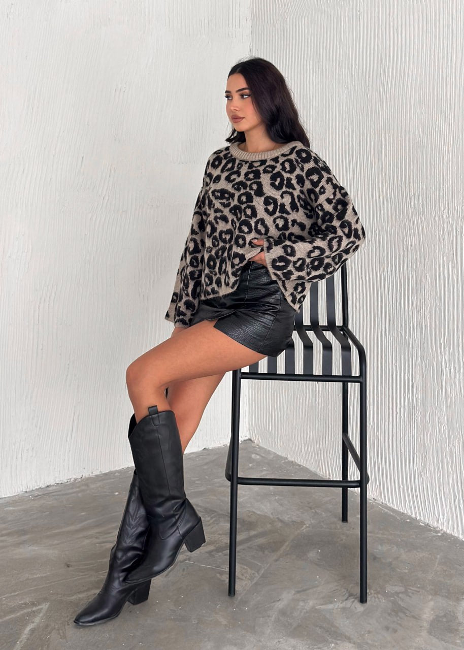 Leopard Print Knit Sweater