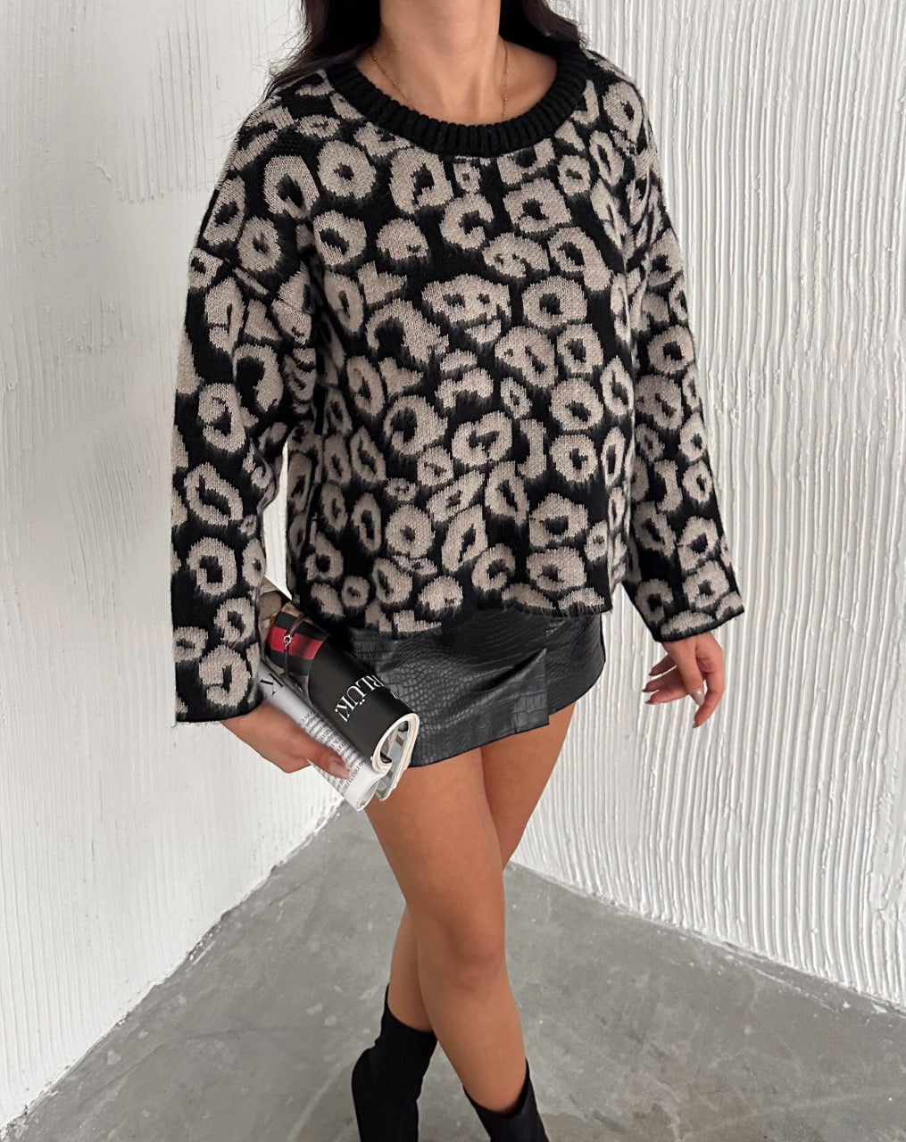 Leopard Print Knit Sweater