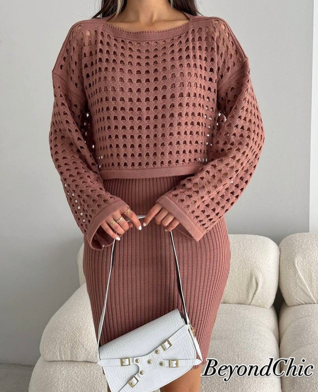 Dark Green Ribbed Midi Dress & Bolero Shrug Set