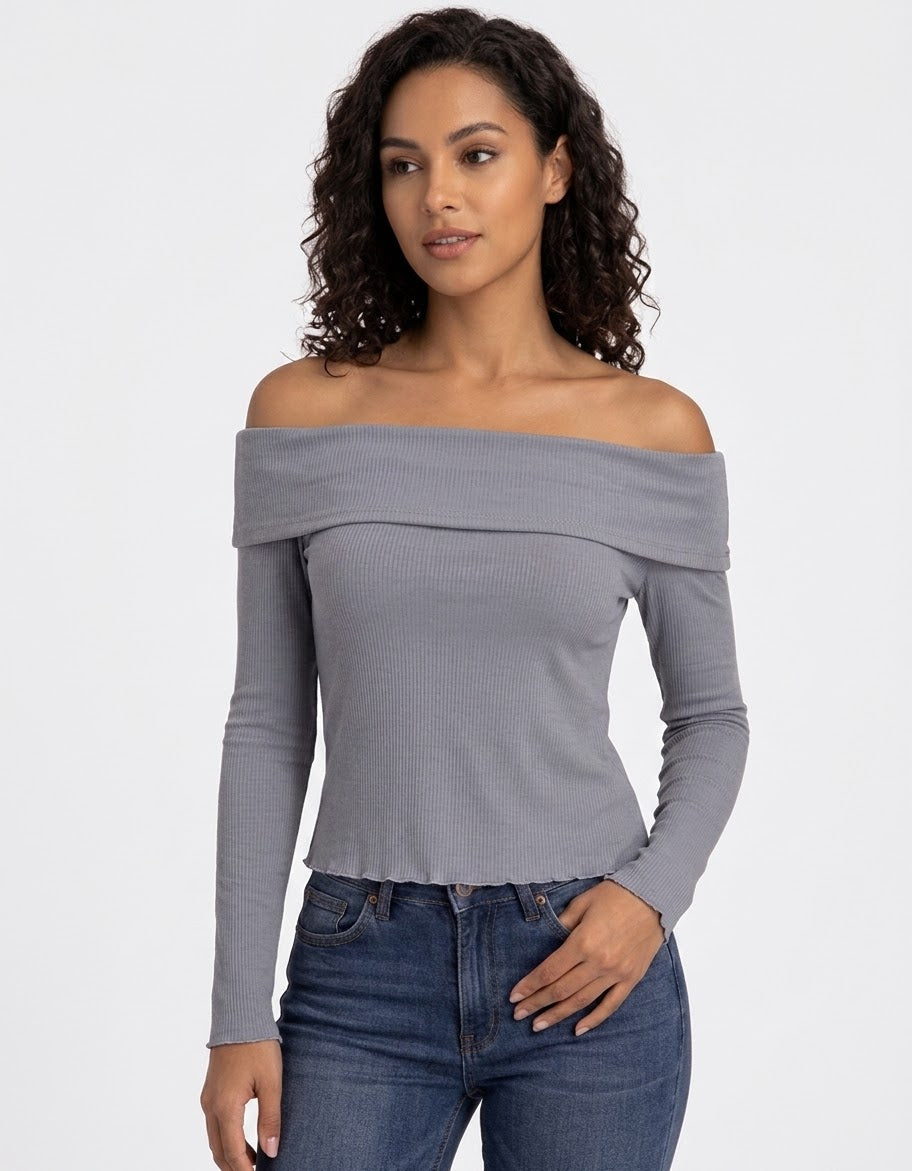 Off-Shoulder Ribbed Top