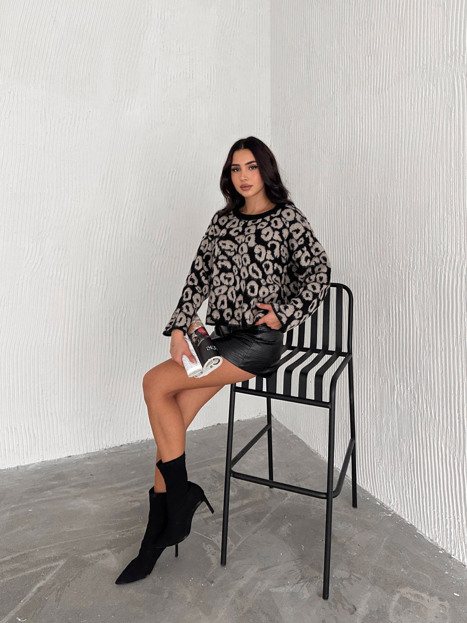 Leopard Print Knit Sweater