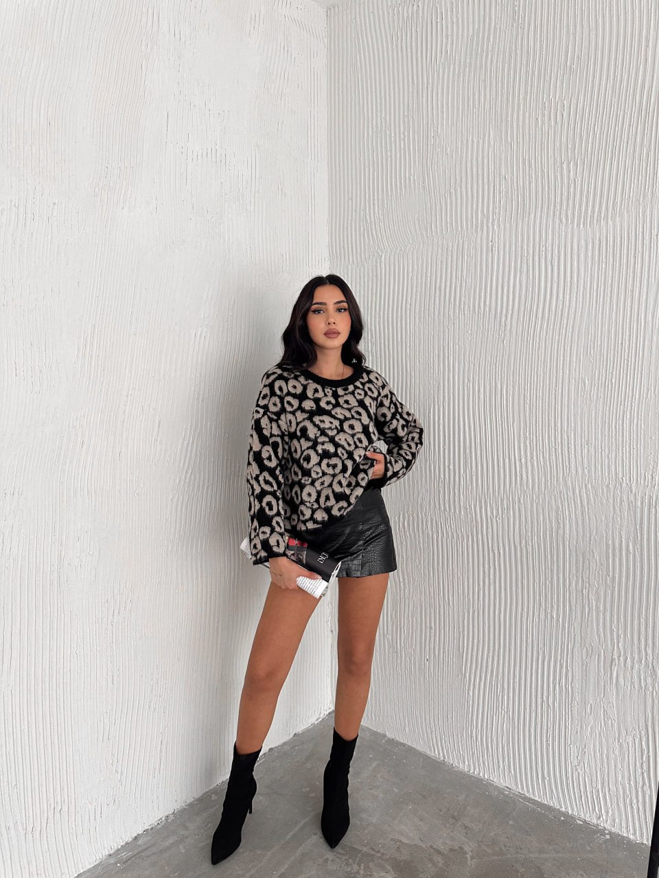 Leopard Print Knit Sweater