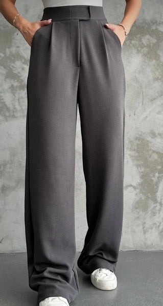 Relaxed High-Waist Wide-Leg Trousers